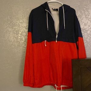 red & blue mens windbreaker